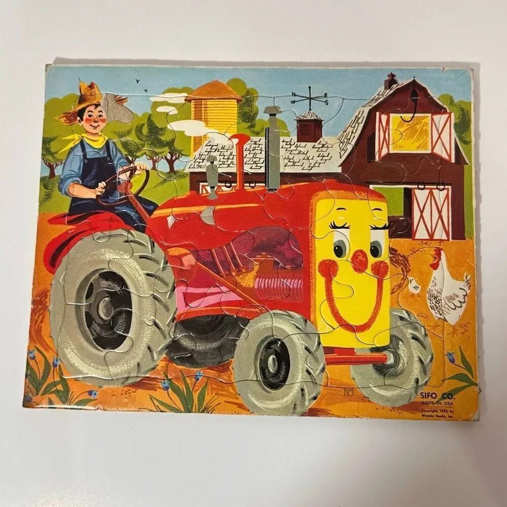 Vintage Wooden Picture Tray Puzzles Sifo Co Lot of 4 1954
